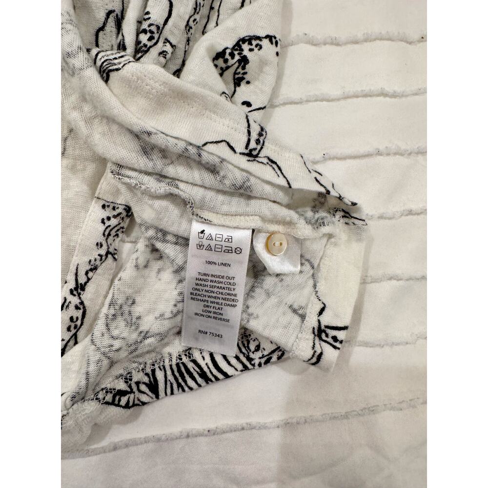 Linen Safari Cat Print Button Back Tank Top Women’s Medium Art Graphic Whimsical - Picture 6 of 10